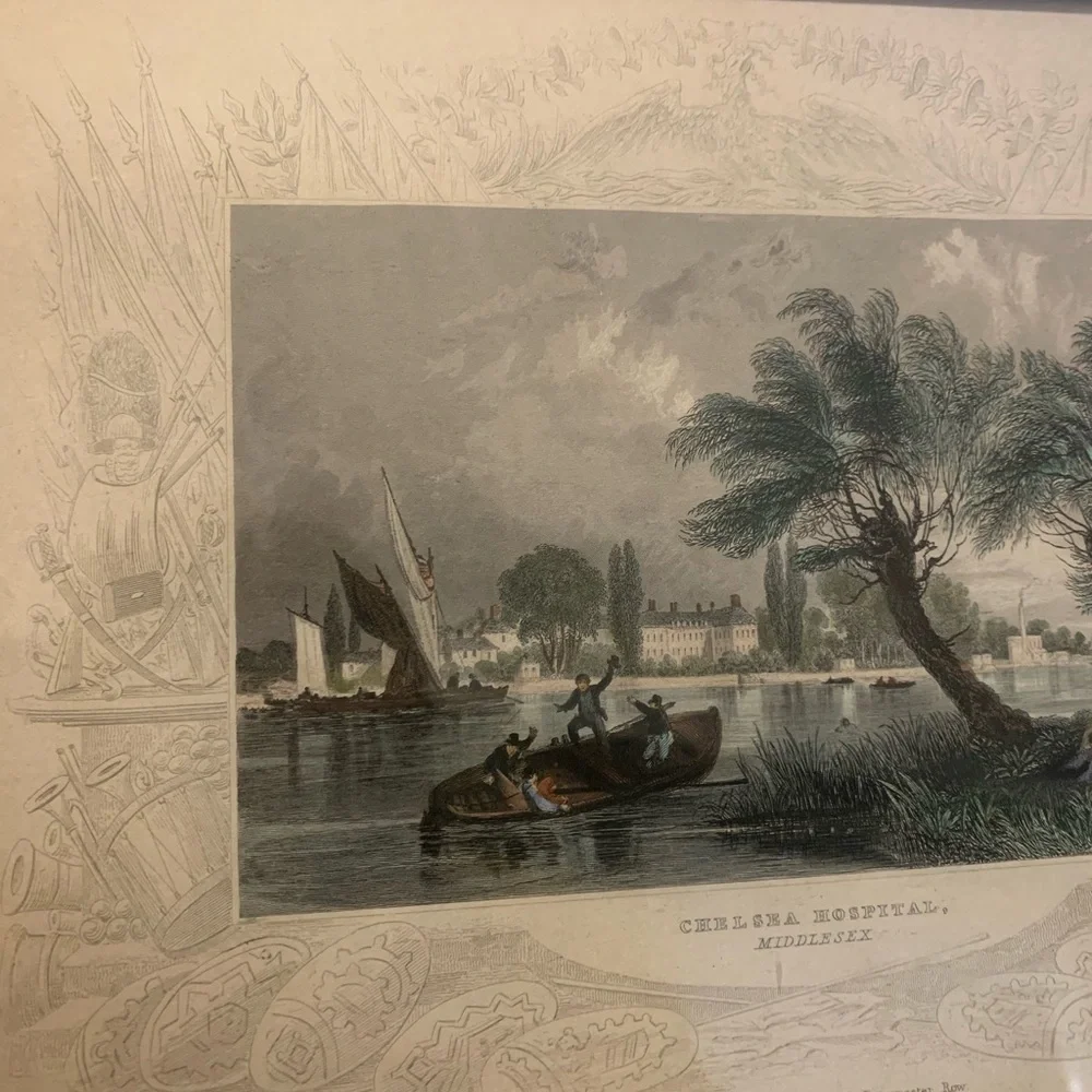 Antique Engraving 19th Century pictures with elaborate mattes
